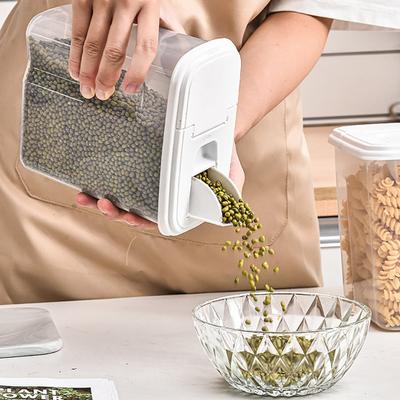 1.2L/1.8L Tahıl Saklama Kutusu Şeffaf Mühürlü Fasulye Erişte Tahıl Saklama Kabı Filtre ve Ev için Çift Açık Kapaklı