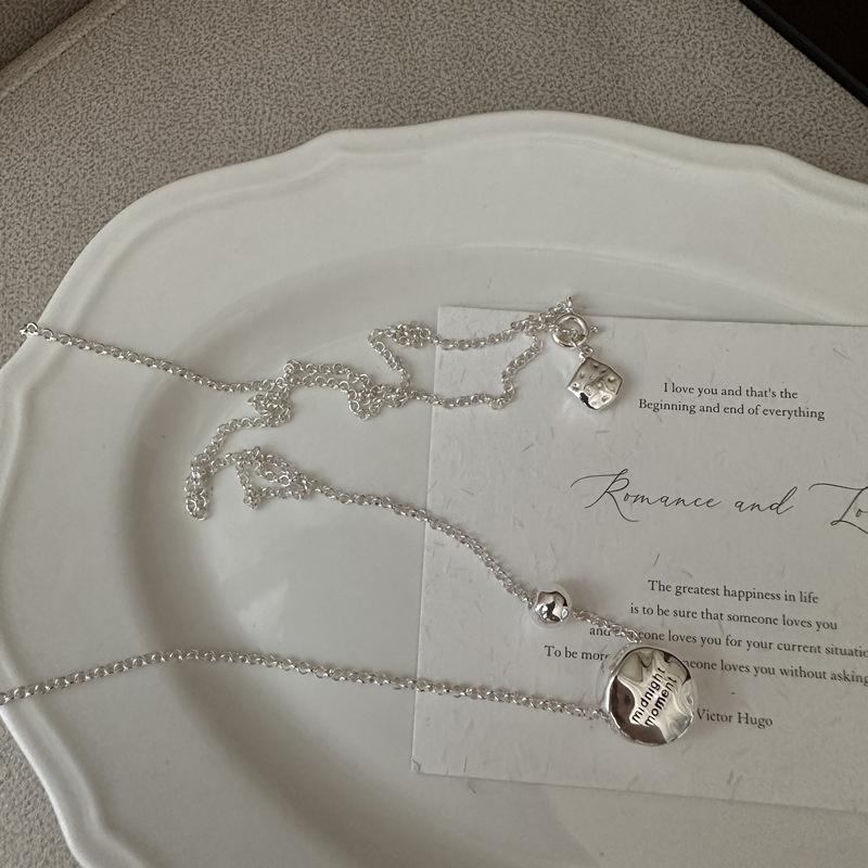 S925 Sterling Silver Niche Design Sense Heavy Industry Retro Fashion Letter Necklace Wind Collarbone Chain