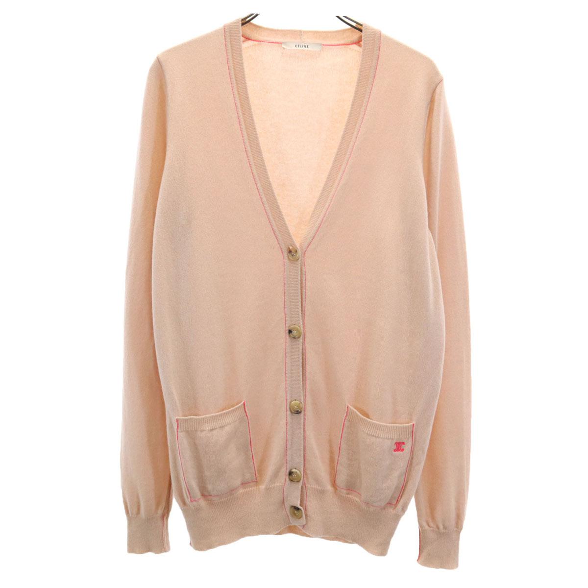 

CELINE Long sleeve V neck knit cardigan pink Women Used