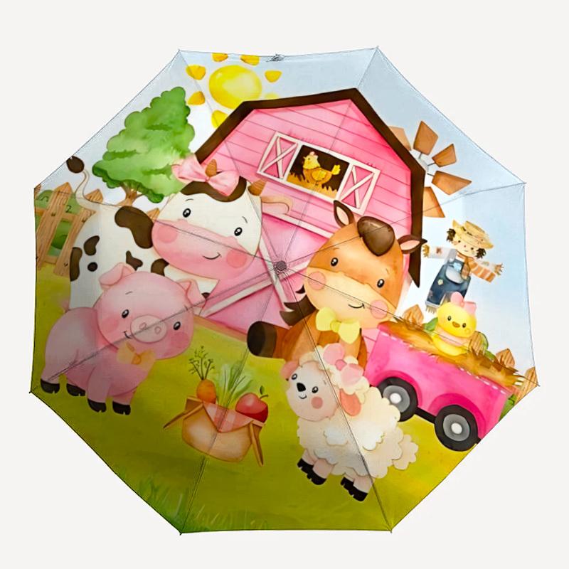 

1pc FARM ANIMALS Automatic Open/Close Umbrella with Windproof, 8-Rib Sturdy Canopy, Durable Ribs, Ideal for Gifts yy251117025