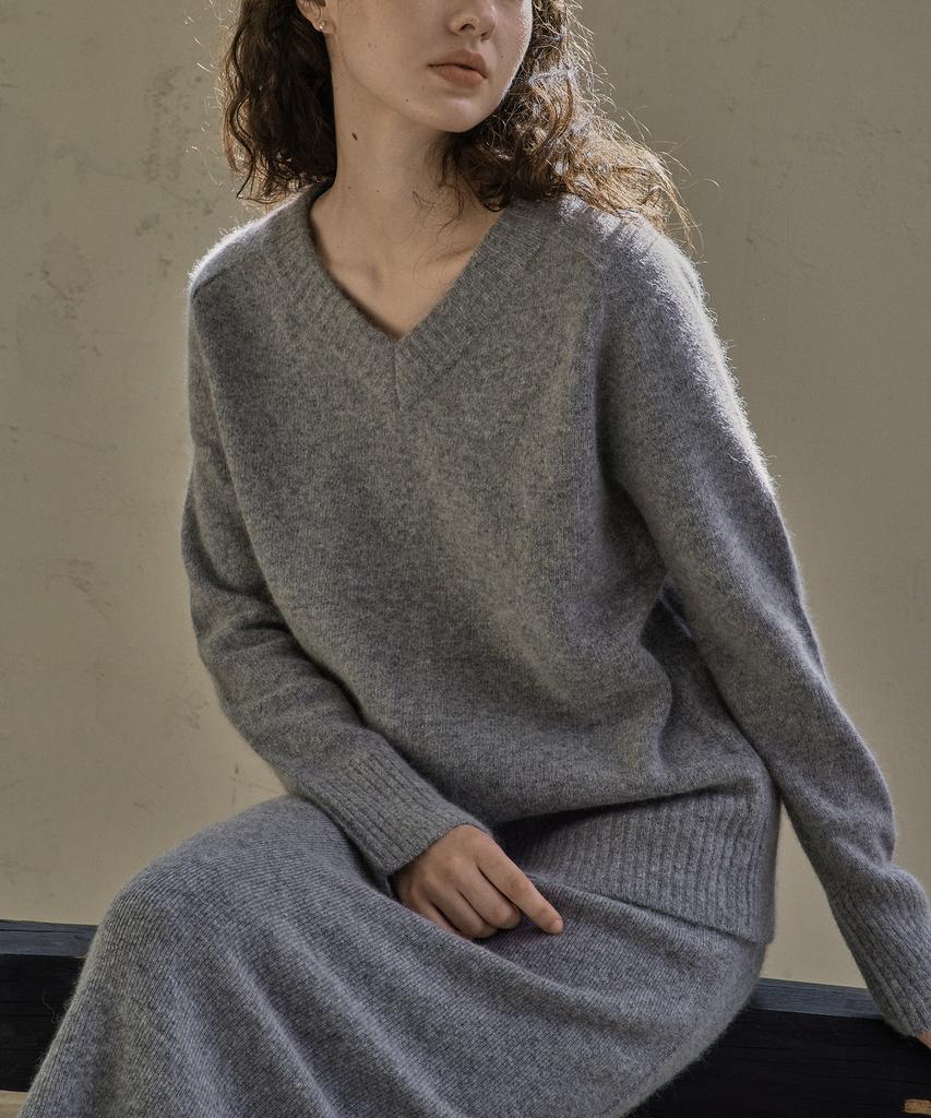 Kkeulle Wool H Skirt_Gray