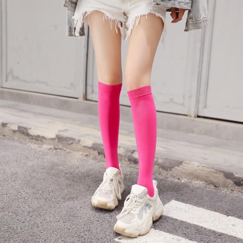 Candy-colored Knee-high Socks, Trendy Long Socks, Mid-calf Socks, Solid-colored High Socks, Sweat-absorbing and Breathable