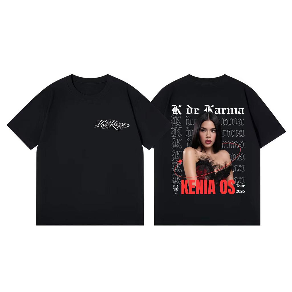 Singer Kenia Os K De Karma Tour 2026 Graphic T Shirts Unisex Women Fashion Aesthetic Tshirt Summer Casual Loose Cotton Tshirts