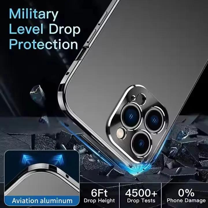 Etui na telefon ze stopu aluminium dla iPhone 16 Pror Max Wstrząsoodporna metalowa tylna obudowa dla iPhone 15 14 13 Pro 12Pro Max Pancerne etui Funda