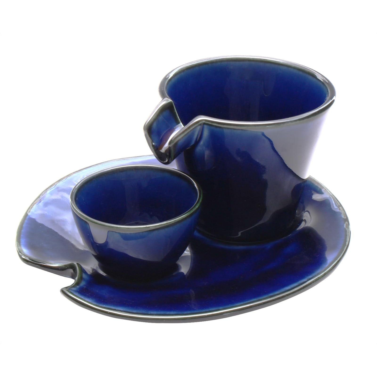 

Utsuwa Roan Mino Ware Kaneko Kohyo Chilled Sake Set with Tokkuri and Ochoko in Eggplant Navy Blue Sizzle Perfect Gift for Day (Sake Cup) Design, синий