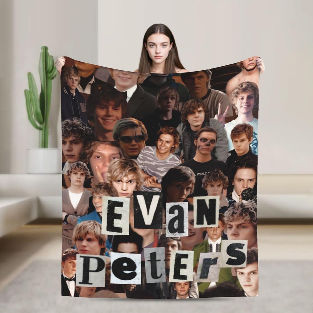 3D Evan Peters Pattern Printed Flannel Blankets Warm Soft Throw Blanket for Outdoor Decorative Bedspread Sofa Bed Cover