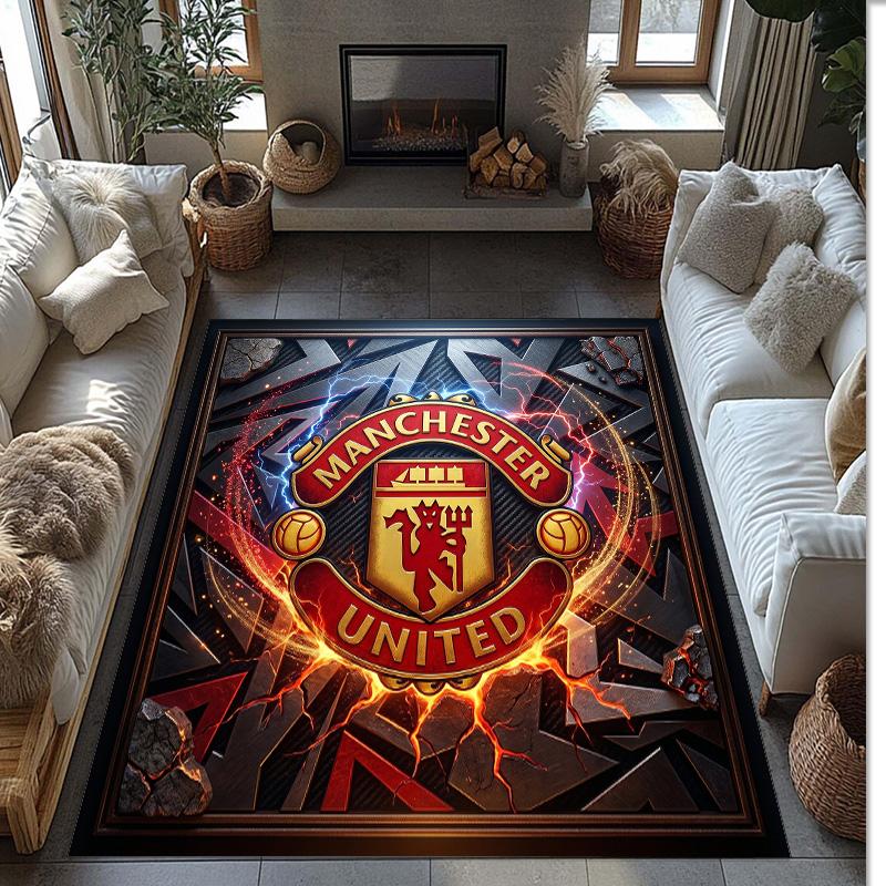 Manchester United Geprint Flanellen Vloerkleed Niet-Glijdend Zacht Polyester Vloerkleed Binnen Decoratie Mat voor Slaapkamer Woonkamer Bank
