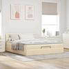 Cadre de lit avec matelas - Maison Exclusive - 180x200 cm - Tissu crème - Rangement sous le lit