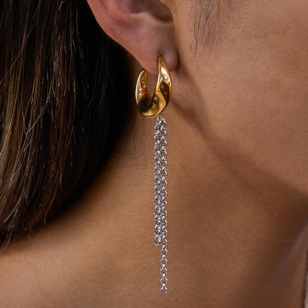 Jieding titanium steel color matching fringed earrings niche stud earrings stainless steel jewelry earrings