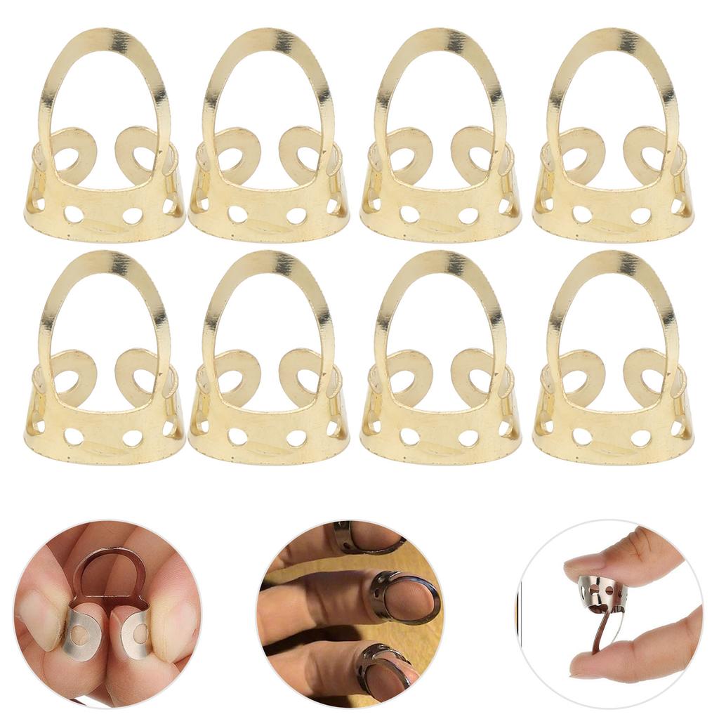 8 Stück Gitarren-Fingerpicks Verstellbar Hohl Edelstahl Musikinstrument ZubehörGold
