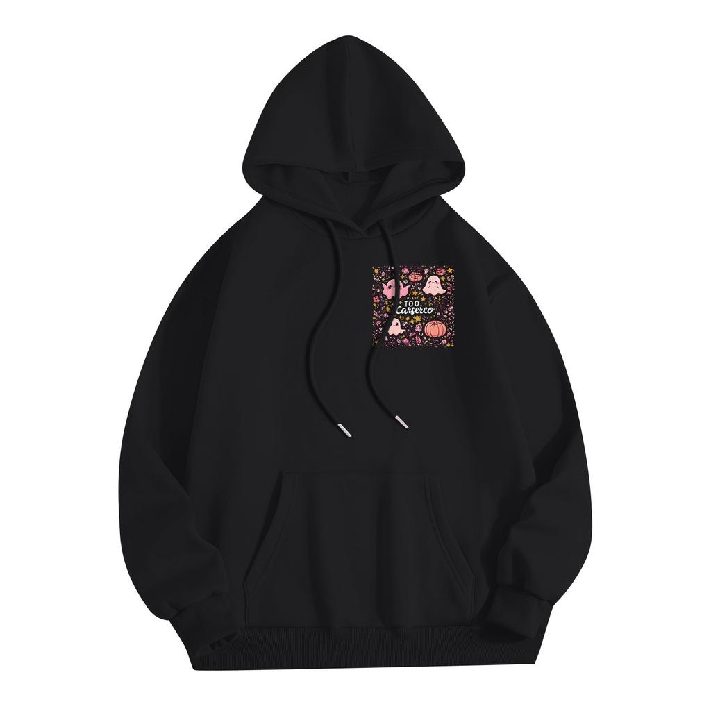 Damska codzienna bluza z kapturem z nadrukiem Halloween i kieszeniami