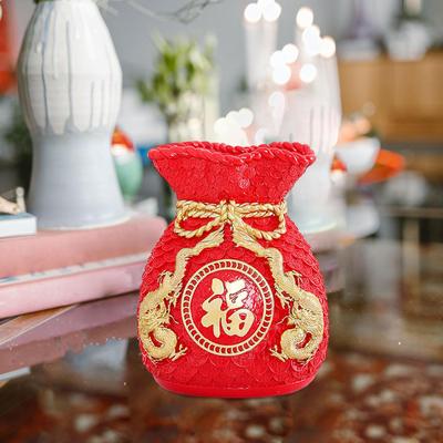 Chinese Year Feng Shui Blessing Bag ,Vase Decor Statue ,Blessed Shape Planter Pot Resin