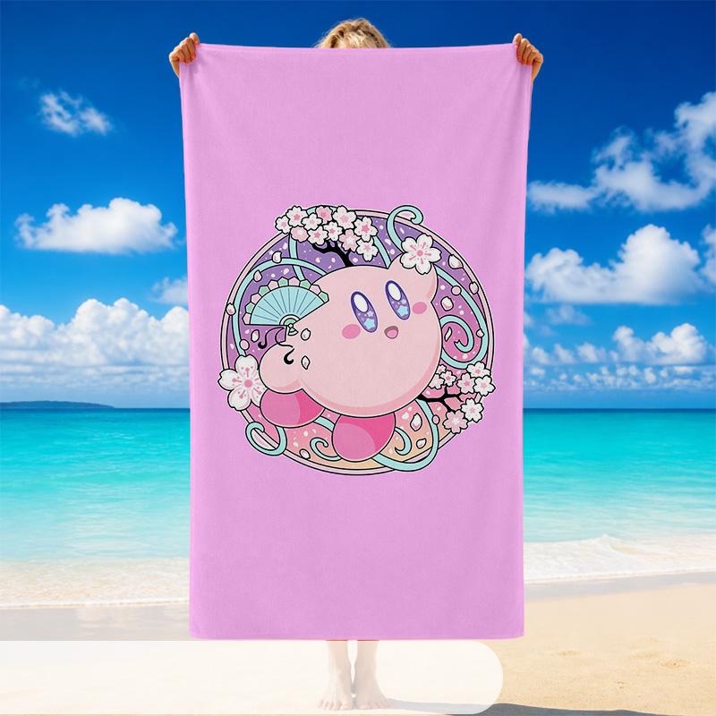 Quick Dry Beach Towel Kirby Pattern, Lightweight Absorbent Towel for Pool Beach Vacation Use
