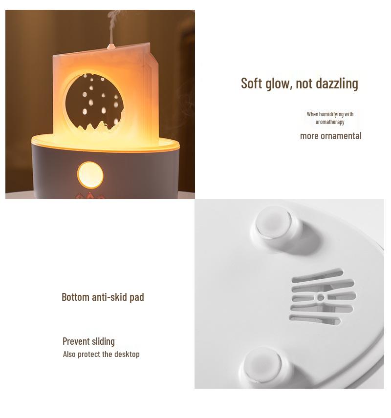 Tranquil Moon Aroma Diffuser: Jellyfish Salt Stone Clock & Volcano Humidifier