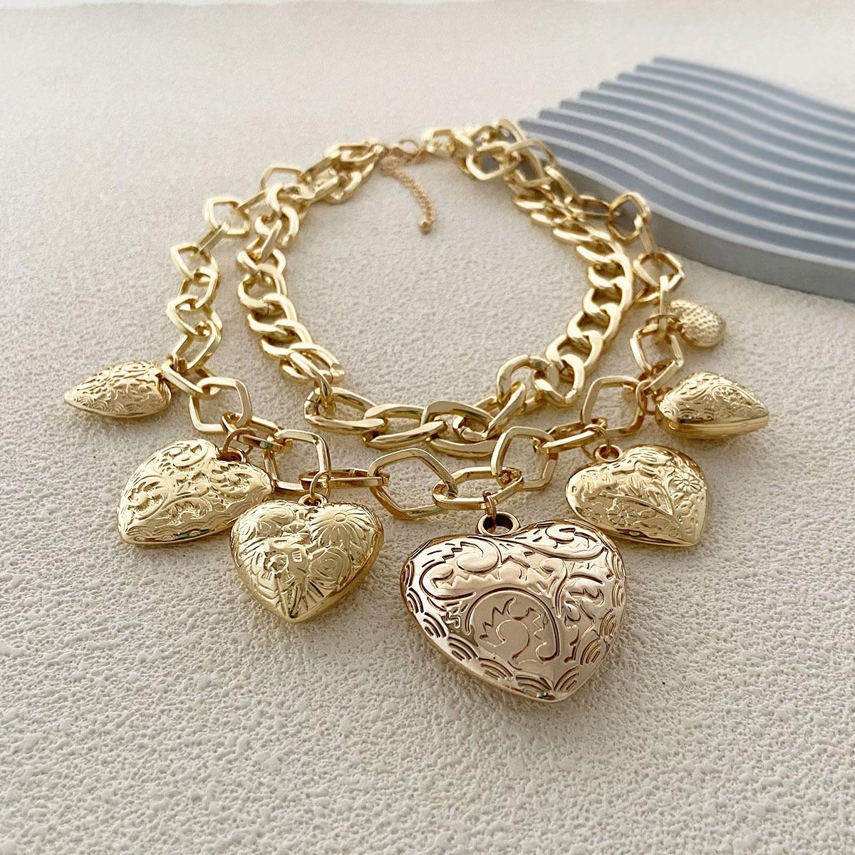 

Особистість: хіп-хоп, панк, тренд, мода, сплав, двошаровий ланцюжок, кулон у формі серця, намисто, модель вуличного мотоцикла