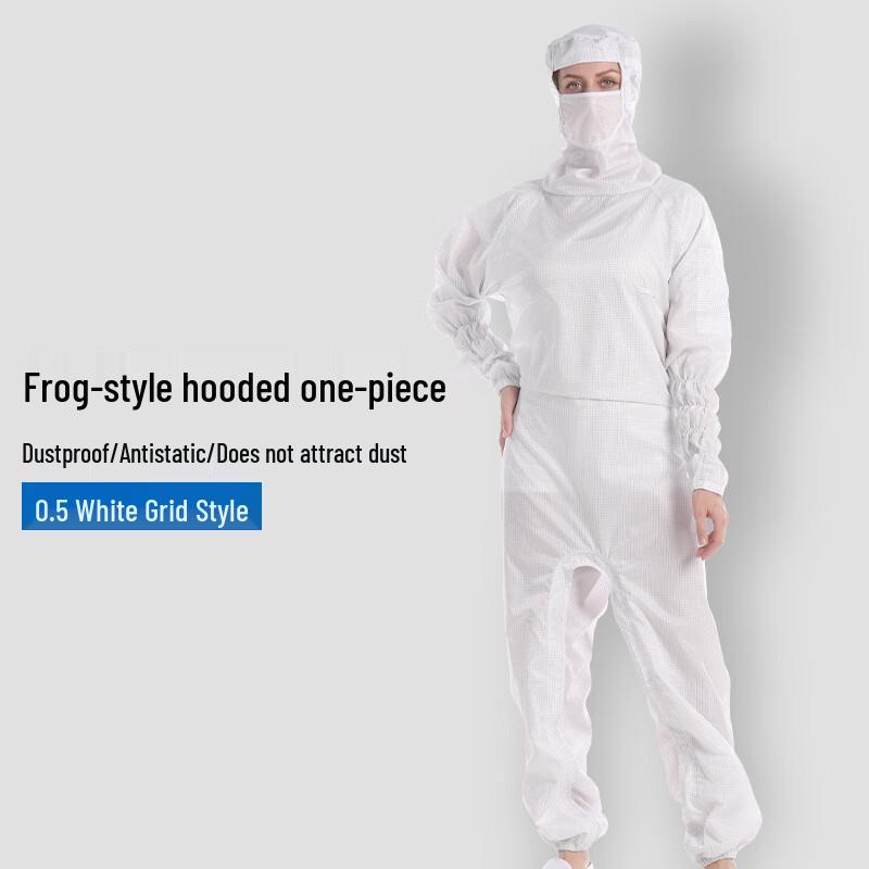 Langmei Anti-static Cleanroom Hooded Coverall with Crotch Opening