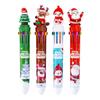 1 Piece Cute Christmas Ballpoint Pen Press Cartoon Reindeer Grandfather Multicolor 10 In 1 Colors Stationery School Office Supply