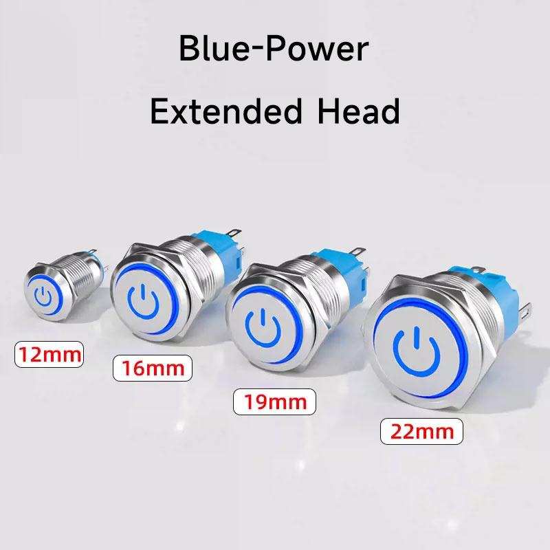 12mm 16mm 19mm 22mm metal push button switch on off power LED light Waterproof Extended circle 3v 6v 12v 24v 110v 220v ip65
