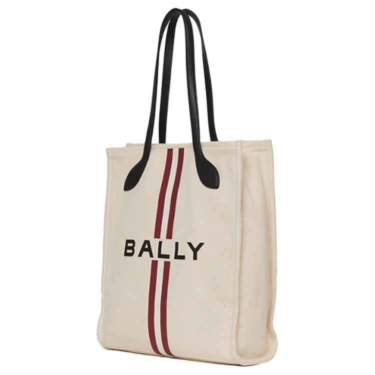 Bally Logo Magnetic Closure Fabric And Leather Tote Bag Women Tote Bags Natural 6307788