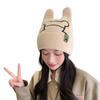 Rabbit Ear Hat for Women InsStyle Knitting Hat Anime Cosplay Costume Hat Outdoor Skiing Hiking Hat Windproof Warm Cap