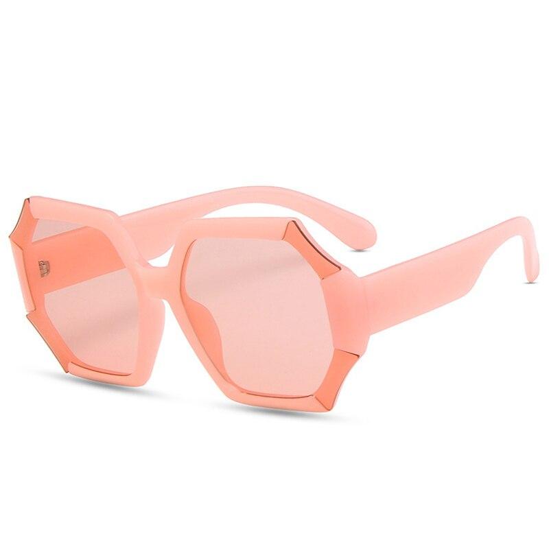

Жіночі сонцезахисні окуляри SO&EI Retro Oversize Polygon Square Fashion Contrast Color Shades UV400 Men Jelly Tea Pink Sunglasses