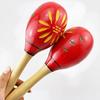Maracas Latin Percussion Wooden Percussion Instrument Shaker Egg Shape Rhythmic Wind Band Karaoke Party Set of 2 [TradeWind] (Red)