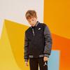 Nike Warme Gestreifte Winddichte Gesteppte Baseballjacke Kinderjacken Schwarz NY2042027GS-002