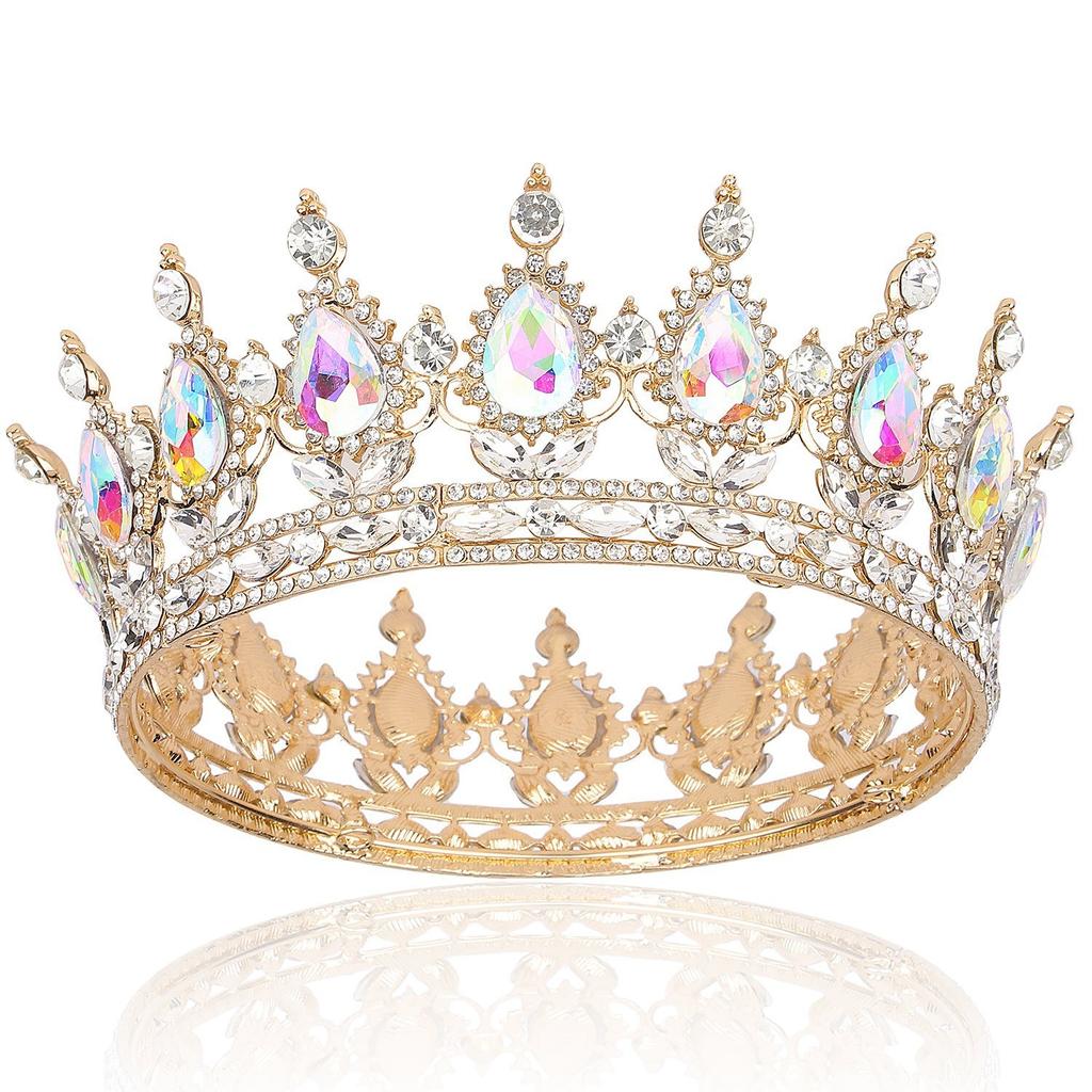 Brautkrone Kopfschmuck Krone Accessoires Königin Haaraccessoires Hochzeitsaccessoires Vollrunde Krone