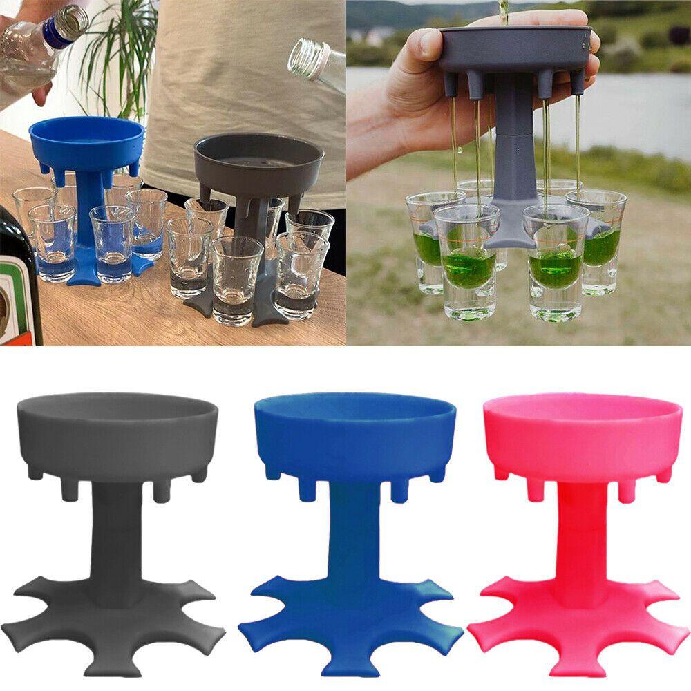 Unique 6 Shot Glass Dispenser And Carrier With Biodegradable Holder For Events