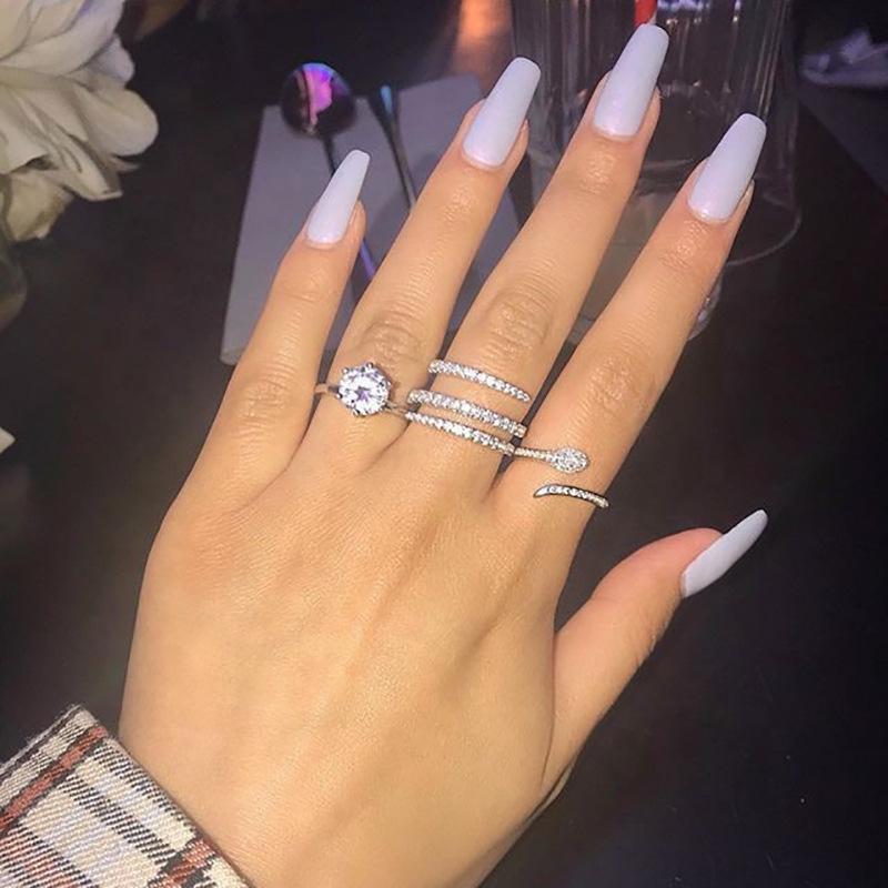 Creative Micro-Inlaid Zircon Ring For Women, Three Circles Around The Ring