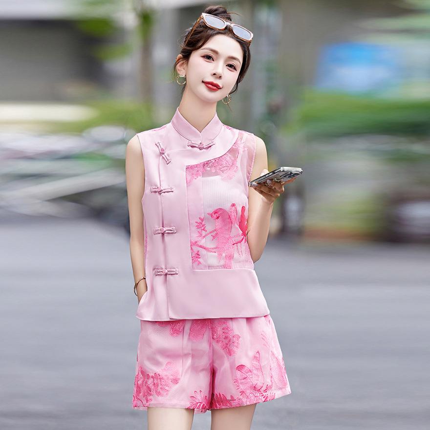 Shorts set Women's summer design sense Small retro fashion vest two-piece set