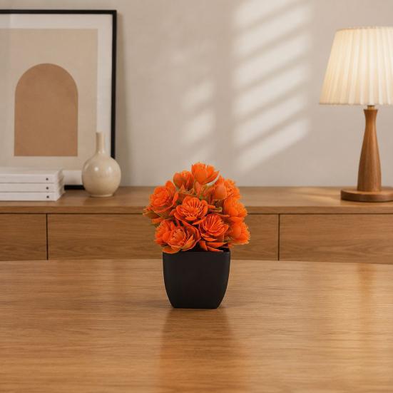 Simulated Small Potted Plant Maintenance-Free Realistic Autumn Leaves Mini Fake