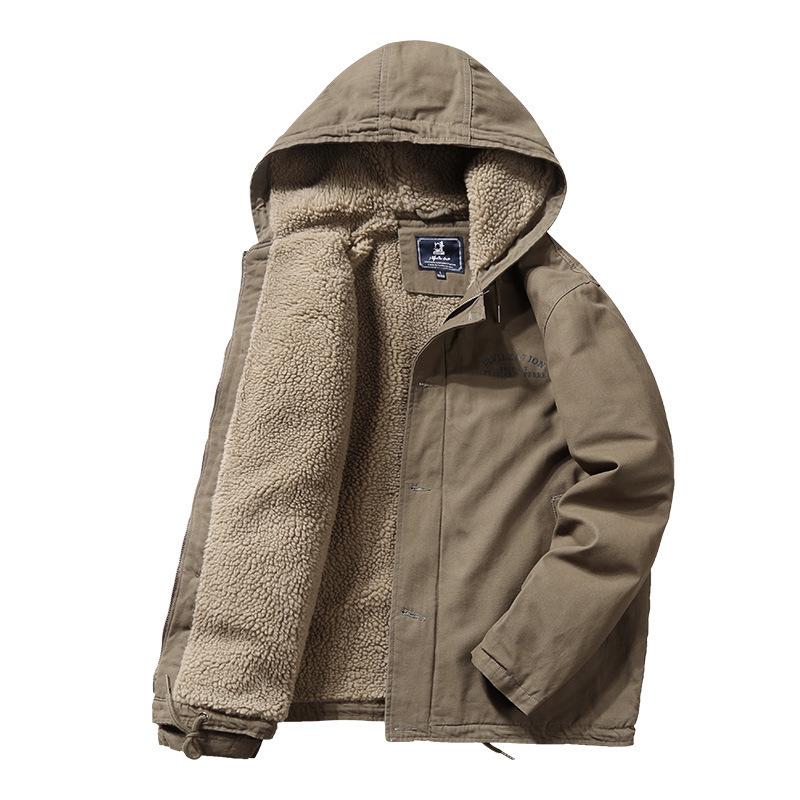 Winter Velvet Thickened Deck Tooling Cotton-padded Jacket Men's Hooded Cotton-padded Jacket Casual Jacket Men