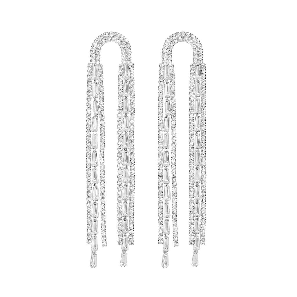 High Quality Claw Chain Luxury Shiny Crystal Long Earrings