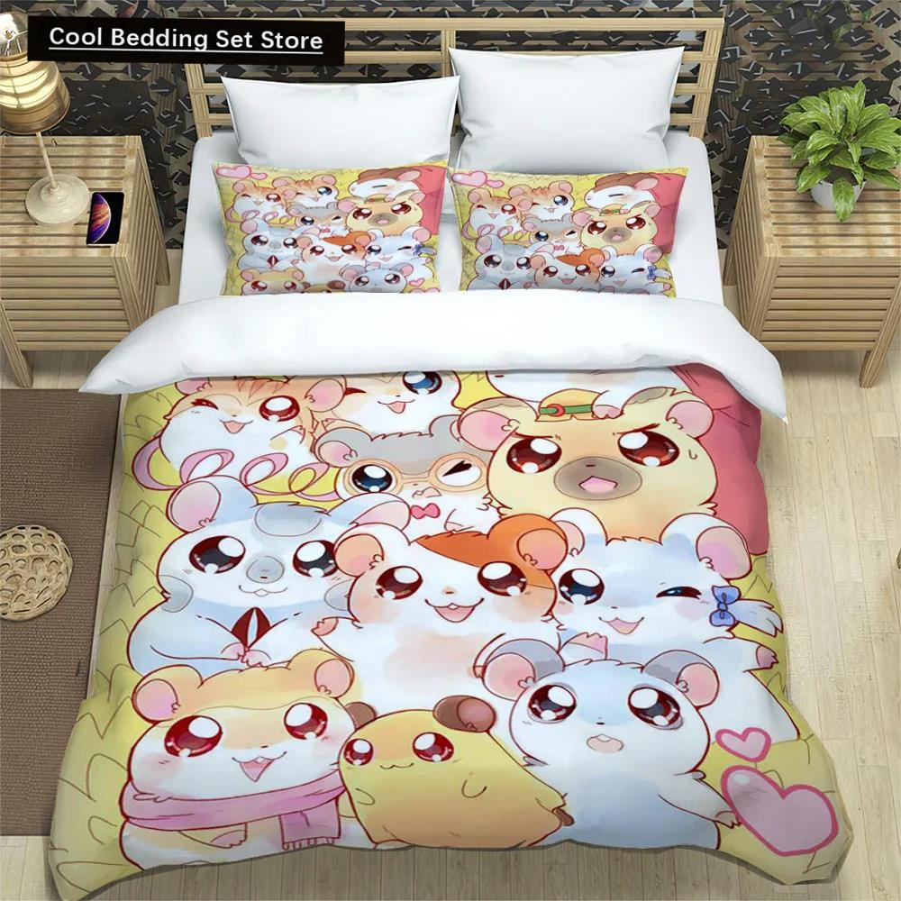 3D Printing Cartoon Lovely Hamtaro Bedding Set Duvet Cover Pillow Set Birthday Gift Children Quilt Cover Bedding Home Textiles