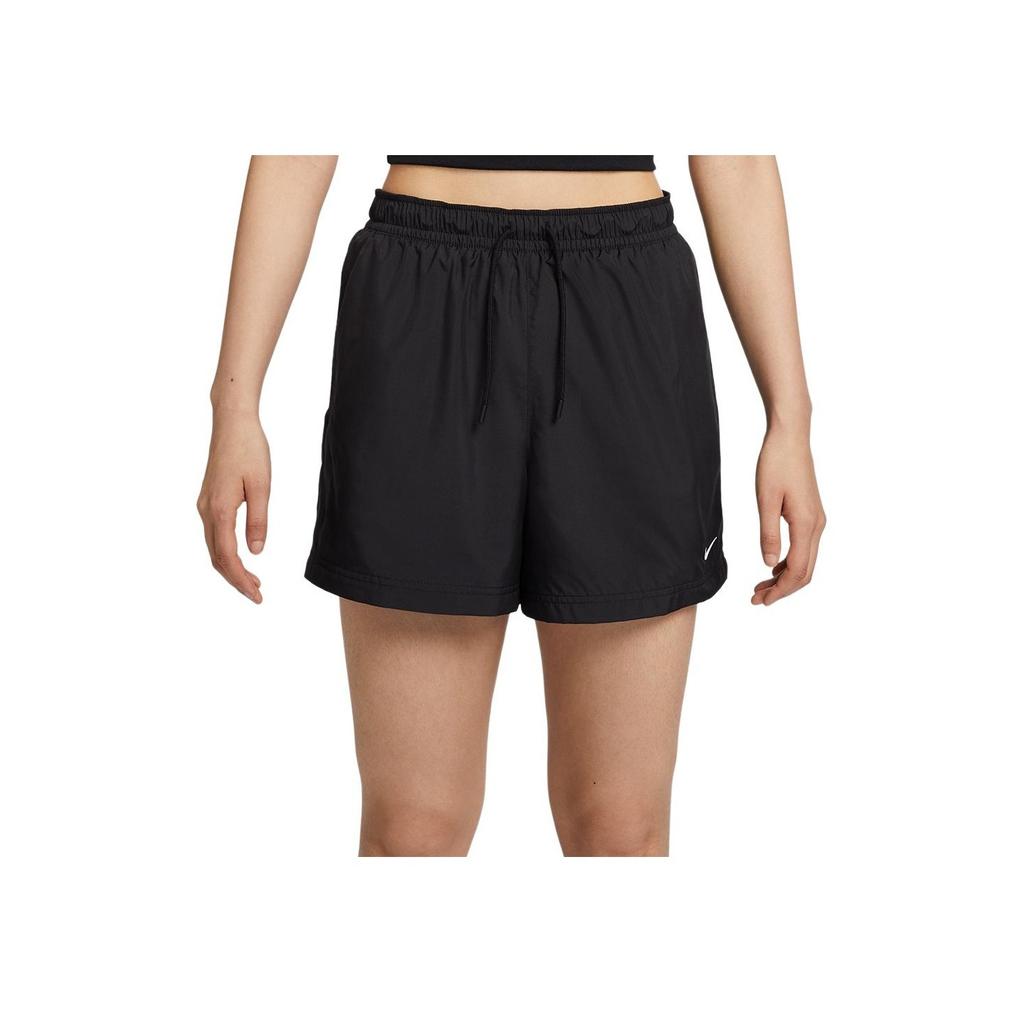 Nike Sportswear Mid-Rise Solid Color Lace-Up Casual Shorts Women Shorts Black White FV7558-010