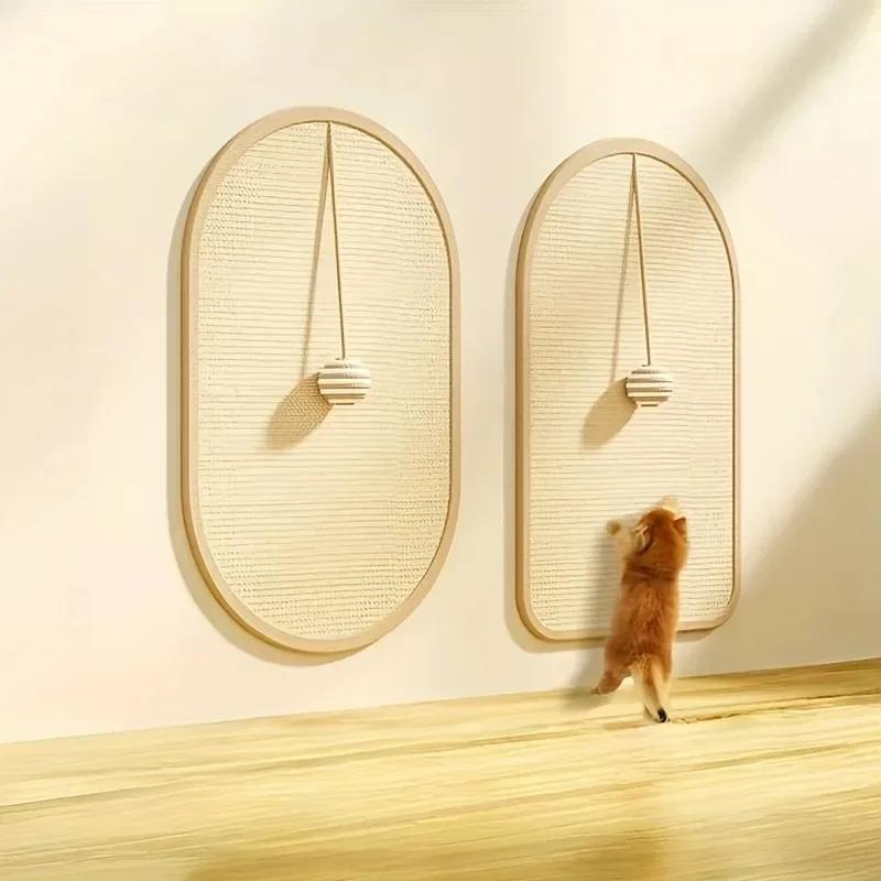 Cat Scratching Mat Self-Adhesive Trimmable Carpet Cat Scratching Post Carpet Washable Scratching Pad + Hanging Ball Cat Pet Toys