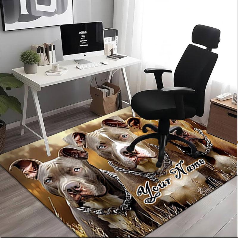 1PC Custom Name Pit Bulls: Strength Loyalty Theme Floor Mat Ideal for Living Room, Game Rooms, Office, Bedroom,Floor Mat Playful Design