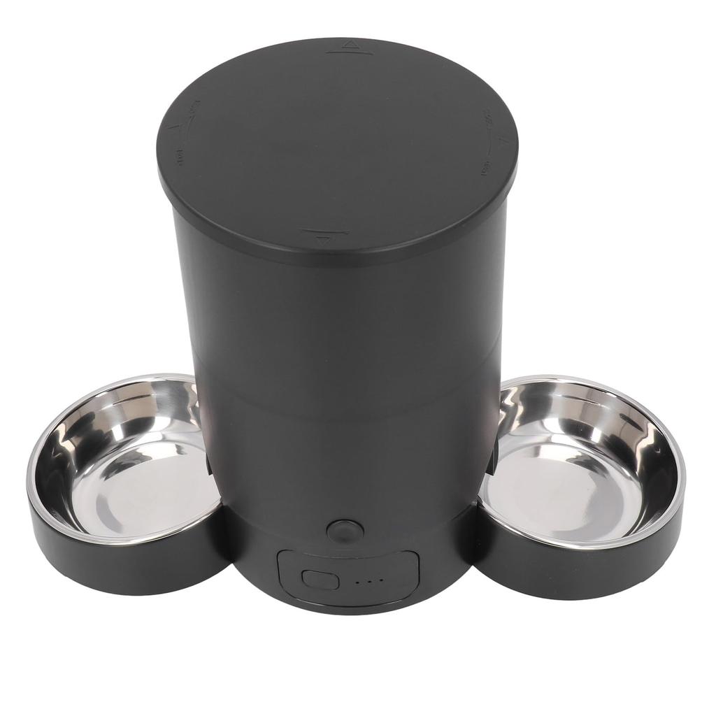 Automatic Cat and Dog Food Dispenser for 2 3L Timed Smart Food Dispenser with Voice Remote Dual Power Dual Bowl for Dry Food Cats, Cat/Dog Reminder,
