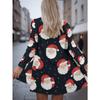 Cardigan da donna 3D Babbo Natale, Stampa rossa bianca manica lunga, Scollo a V stile casual, Perfetto per feste natalizie