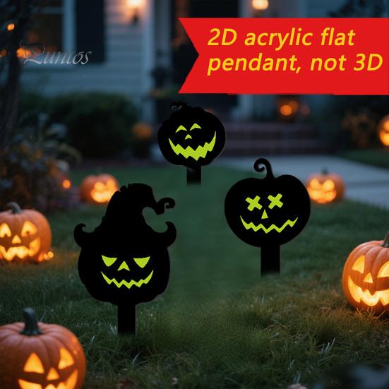 Festive Halloween Holiday Decor Pumpkin Yard Sign with Stake, Glow In The Dark Reusable Garden Spooky Silhouette Stake for Outside Patio Lawn Stakes