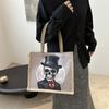 Stylish Urban Skull Canvas Tote Bag For Women Large Capacity Fashionable Design
