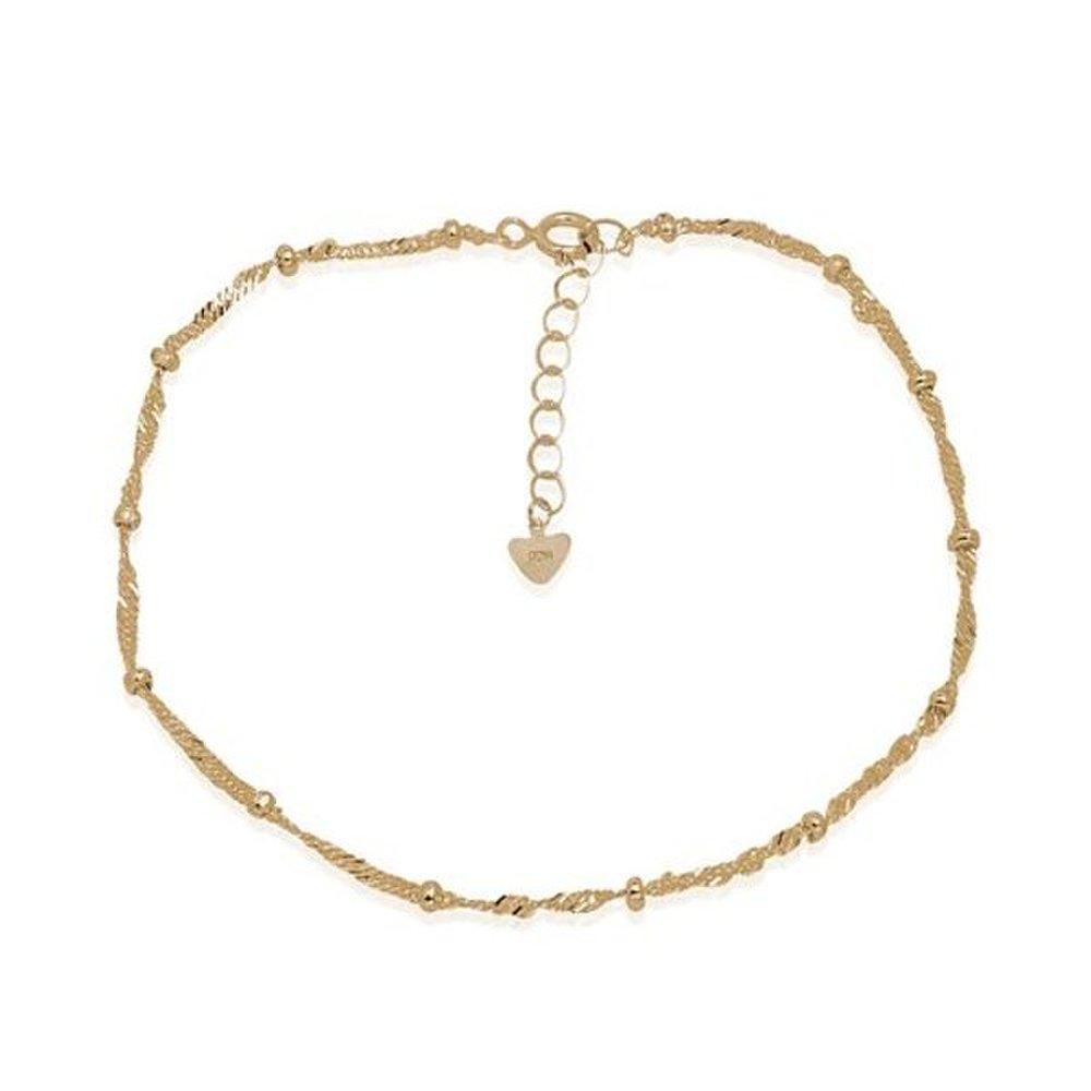 

Срібний кручений браслет на ногу з покриттям із 14-каратного золота. Yellow