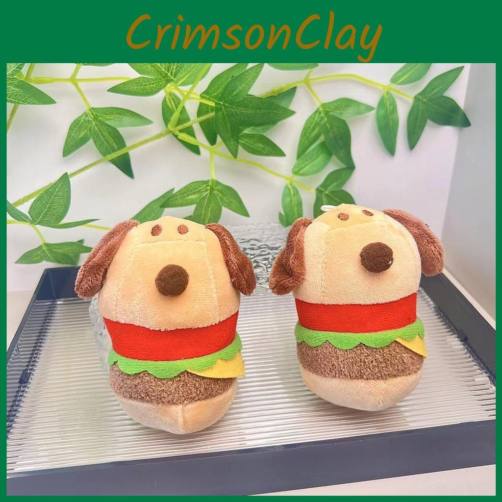Adorable Plush Creative Hamburger Dog Keychain Cute Stuffed Toy Keyring Students For