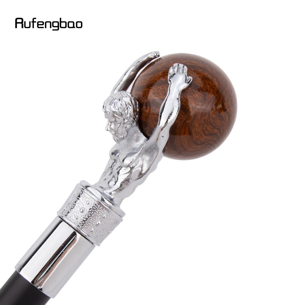 White Man Hold Ball White Walking Cane Fashion Decorative Walking Stick Gentleman Elegant Cosplay Cane Crosier 93cm