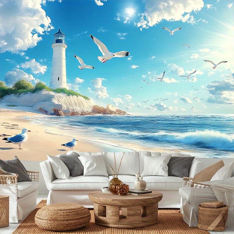 One party banner a coastal style lighthouse beach scene background decoration backdrop photo prop polyester banner decoration