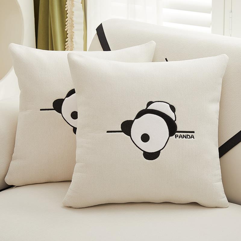 Panda Sofa Mat, Four Seasons Universal Cartoon Cute, Light Luxury, Simple Fabric Sofa Cover, Straight Row Sofa Cover, Cloth Scarf
