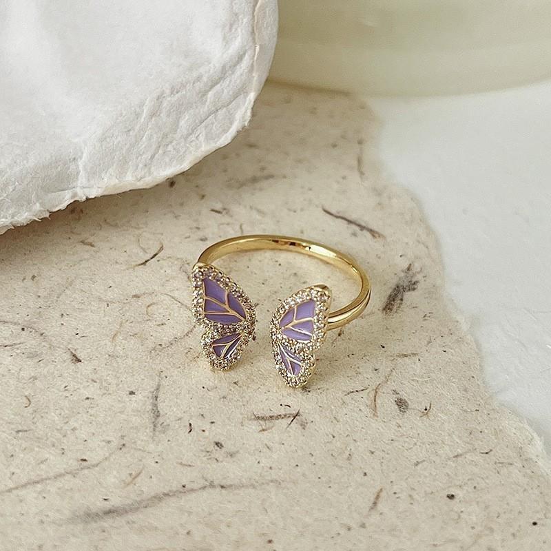 Beautifully Butterfly Designed Adjustable Ring For Women Unique Ins Style Copper Accessory