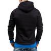 Autumn Winter Men Hoodie Slant Zipper Contrast Color Patchwork Pullover Thick Slim Fit Hooded Sweatshirt Streetwear
