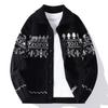 Men's Plus Size Christmas Jacquard Knit Sweater Coat